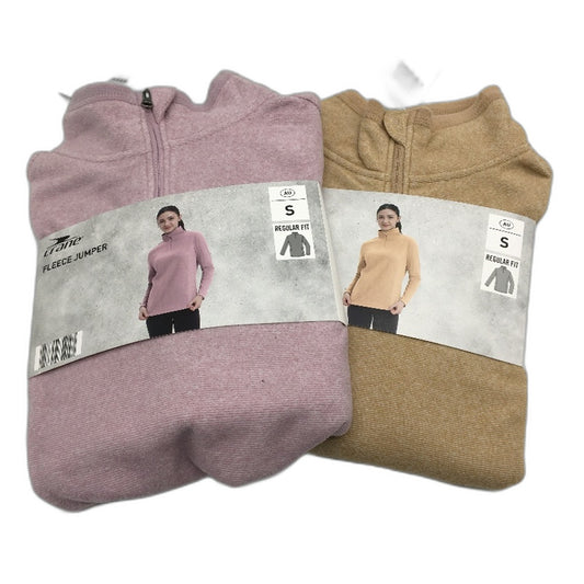 Crane Performance 2 Pack Regular Fit Pink & Tan Fleece Jumpers Ladies Size S NEW