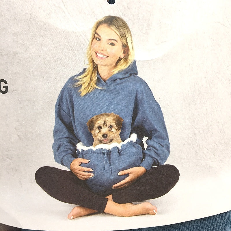Serra Plush Fleece Relaxed Fit Pet Carrying Hoodie Teal Blue Unisex Sz S-M NEW