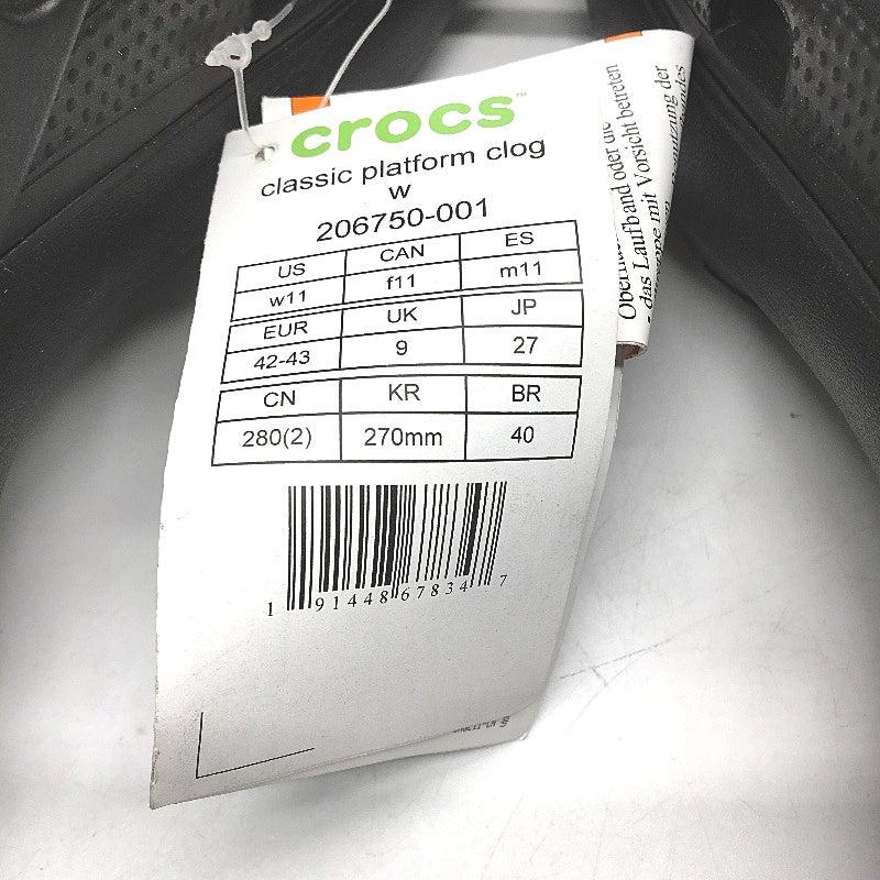 Crocs Comfort Classic Platform Clog Shoe Black Ladies Adult US 11 EU 42-43 NEW