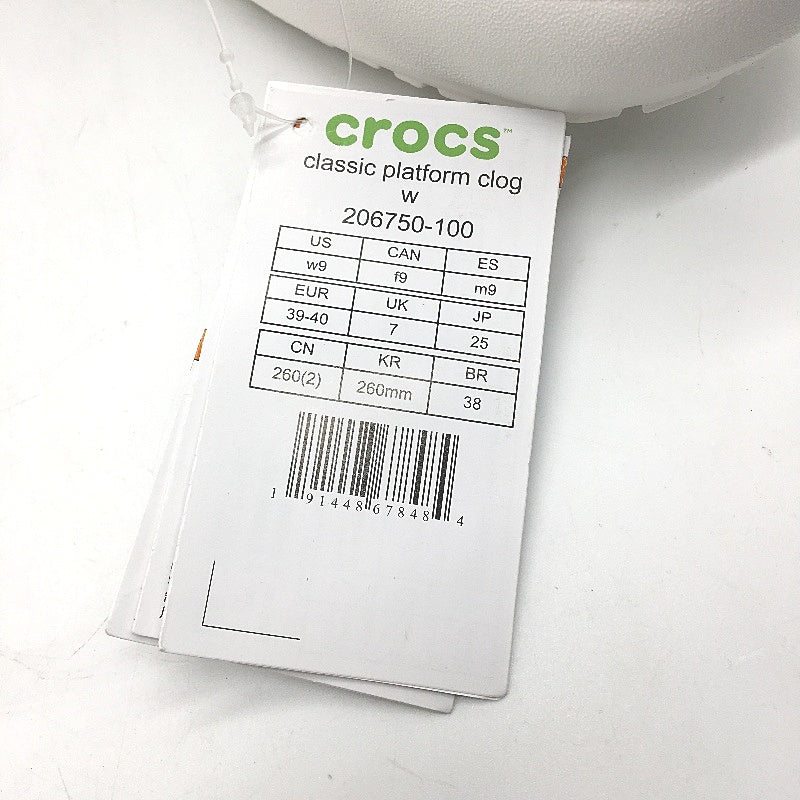 Crocs Comfort Classic Platform Clog Shoe White Ladies Roomy Fit US9 EU 39-40 NEW