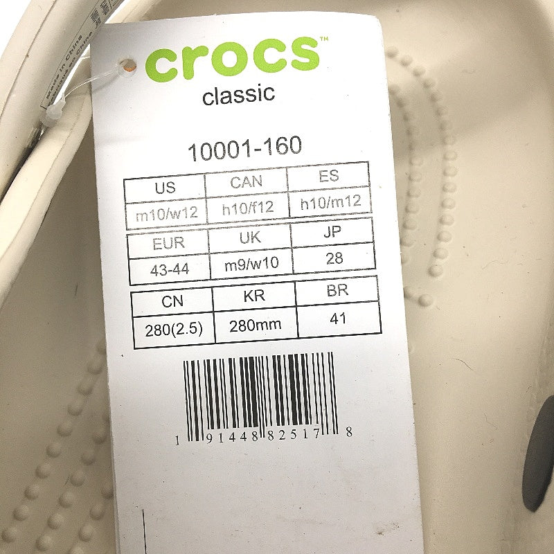 Crocs Iconic Comfort Classic Noir Clog Shoe Bone Unisex US Size M10 W12 NEW
