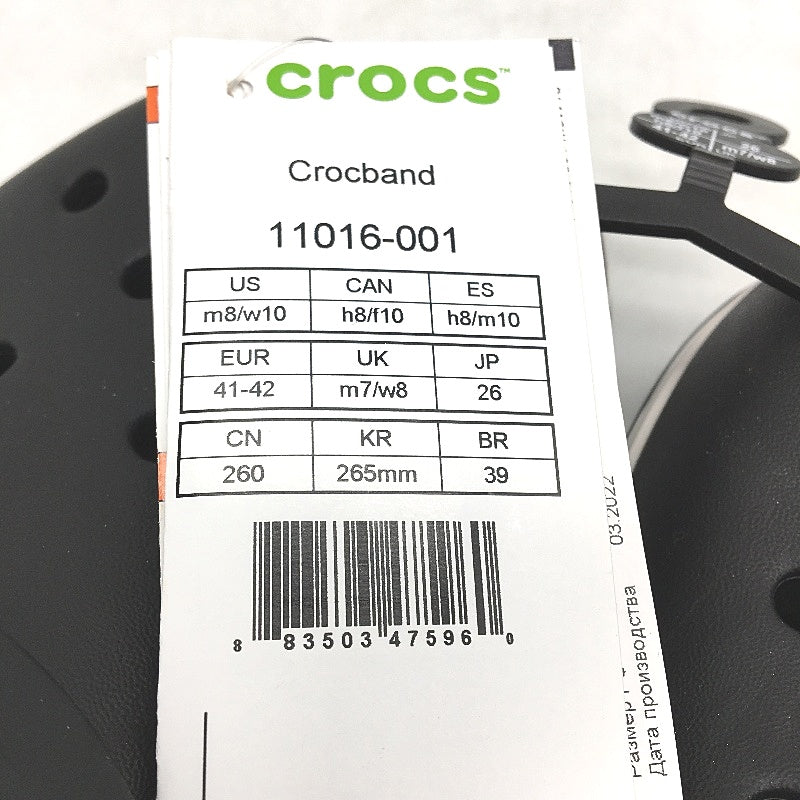 Crocs Iconic Comfort Black Crocband Clog Shoe Unisex US Size M8 W10 NEW