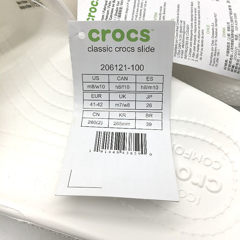 Crocs Iconic Comfort White Classic Slide Sandals Unisex US Size M8 W10 NEW
