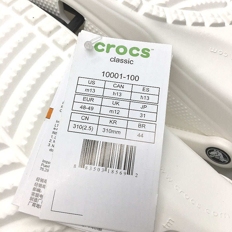 Crocs Iconic Comfort Classic Clog Shoe White Blanc Mens Size US 13 EU 48-49 NEW