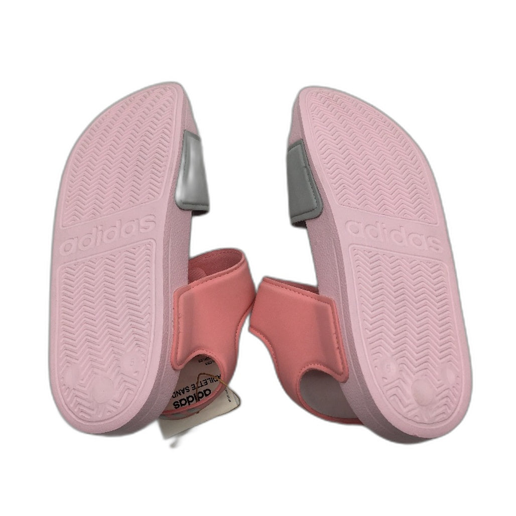 Adidas Pink Silver Adilette Cloudfoam Sandals FY8849 KIDS Size US 5 EU 37 NEW