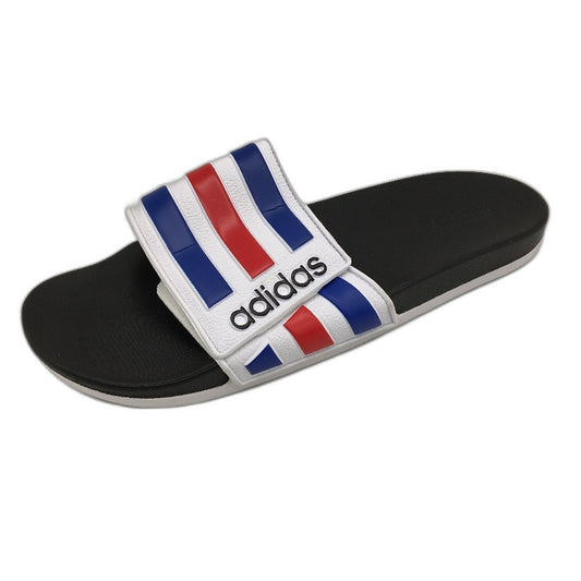 Adidas Black Adilette Comfort Adjustable Stripe Slides Mens Size US 12 EU 47 NEW