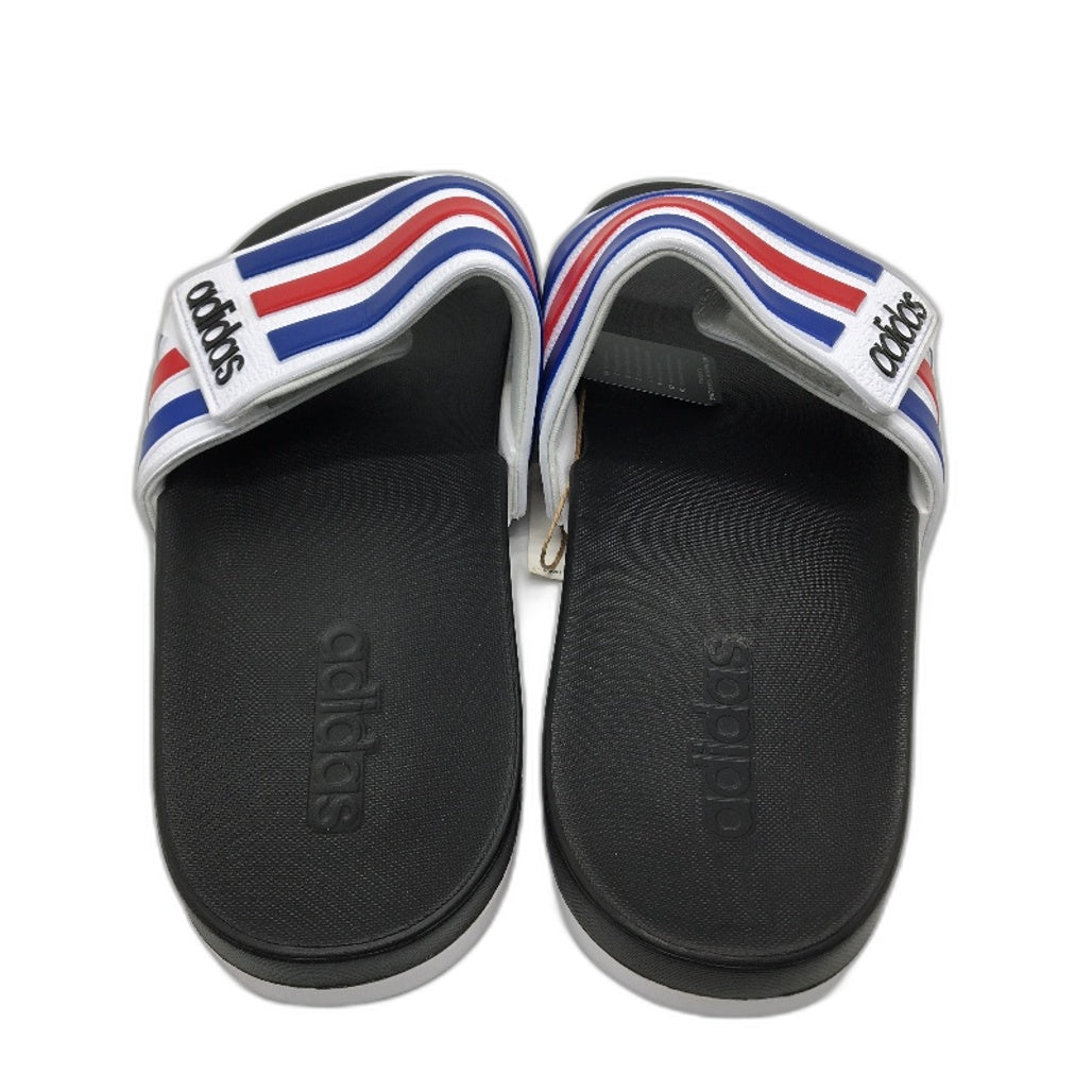 Adidas Black Adilette Comfort Adjustable Stripe Slides Mens Size US 12 EU 47 NEW