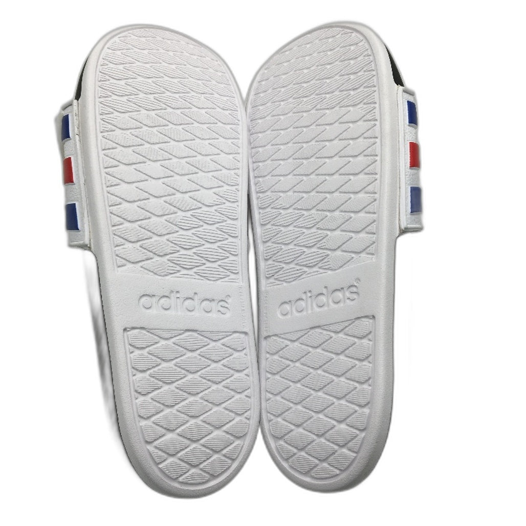 Adidas Black Adilette Comfort Adjustable Stripe Slides Mens Size US 12 EU 47 NEW