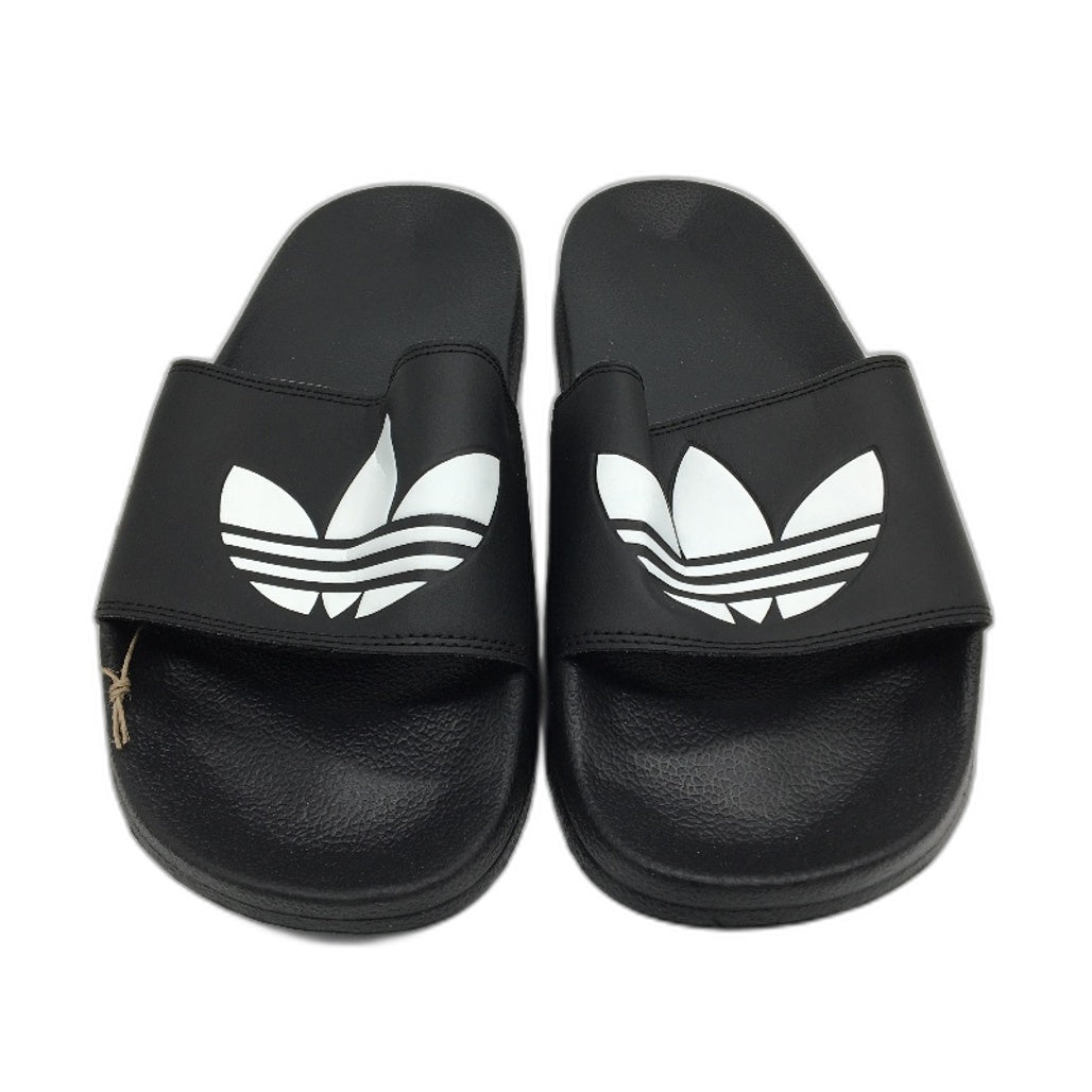 Adidas Black Adilette Lite White Logo Slides FU8298 Mens Size US 10 EU 44.5 NEW