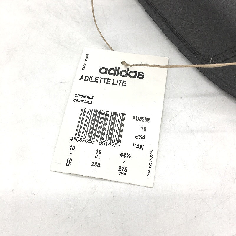 Adidas Black Adilette Lite White Logo Slides FU8298 Mens Size US 10 EU 44.5 NEW