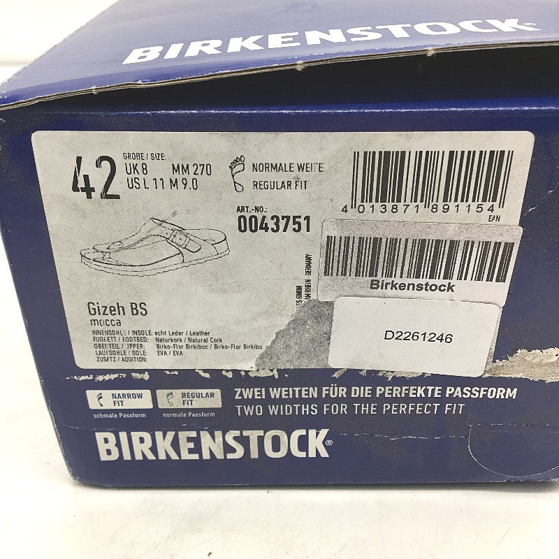 Birkenstock Gizeh Mocha Brown Regular Fit Thong Sandal Unisex EU 42 L11 M9 NEW