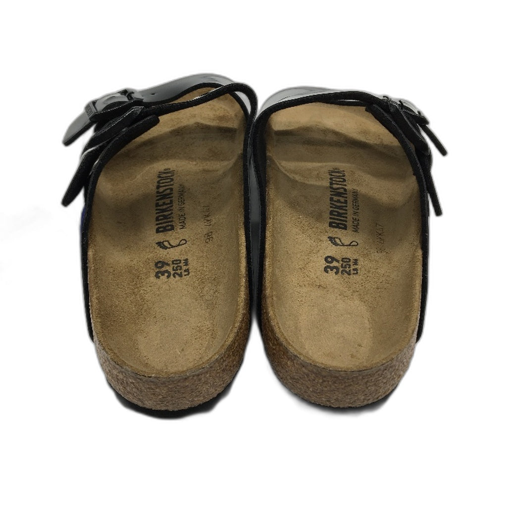 Birkenstock Arizona Black Patent Regular 2 Strap Slides Unisex EU 39 L8 M6 NEW