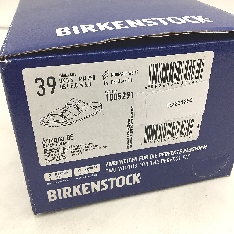 Birkenstock Arizona Black Patent Regular 2 Strap Slides Unisex EU 39 L8 M6 NEW