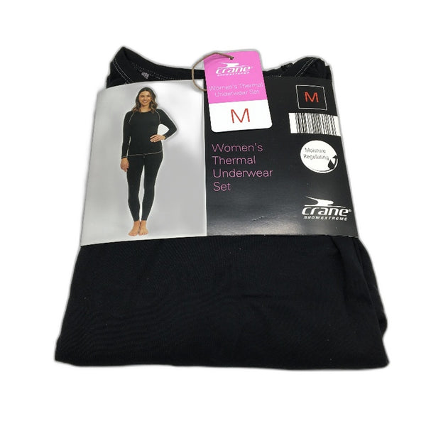 Crane Snow Extreme Black Soft Thermal Underwear Set Ladies Size M NEW