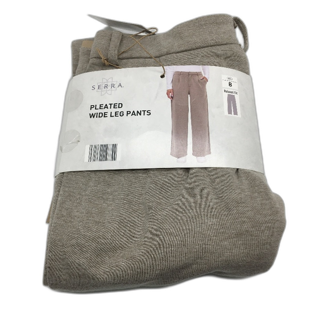 Serra Brown Relaxed Fit Cotton Blend Pleated Wide Leg Pants Ladies Size 8 NEW