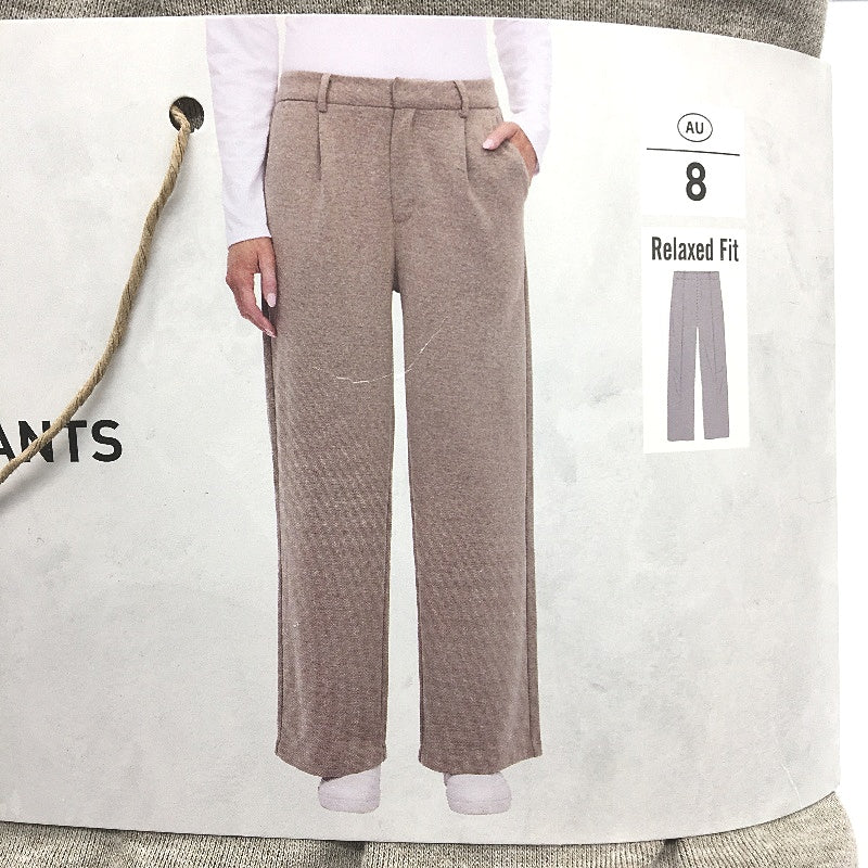 Serra Brown Relaxed Fit Cotton Blend Pleated Wide Leg Pants Ladies Size 8 NEW