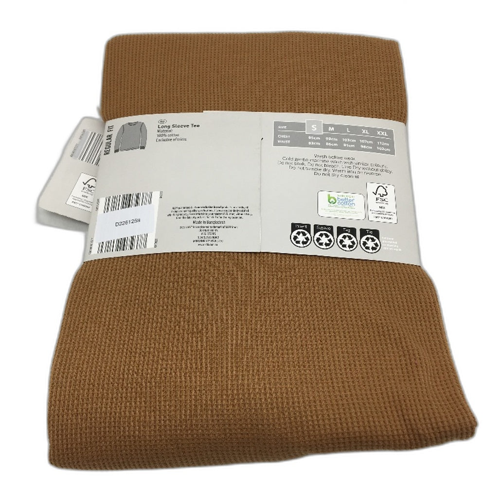 Westbay Rust Regular Fit 100% Cotton Waffle Long Sleeve Tee Mens Size S NEW