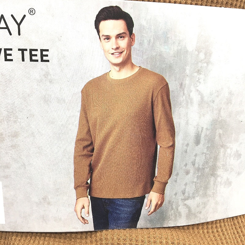 Westbay Rust Regular Fit 100% Cotton Waffle Long Sleeve Tee Mens Size S NEW