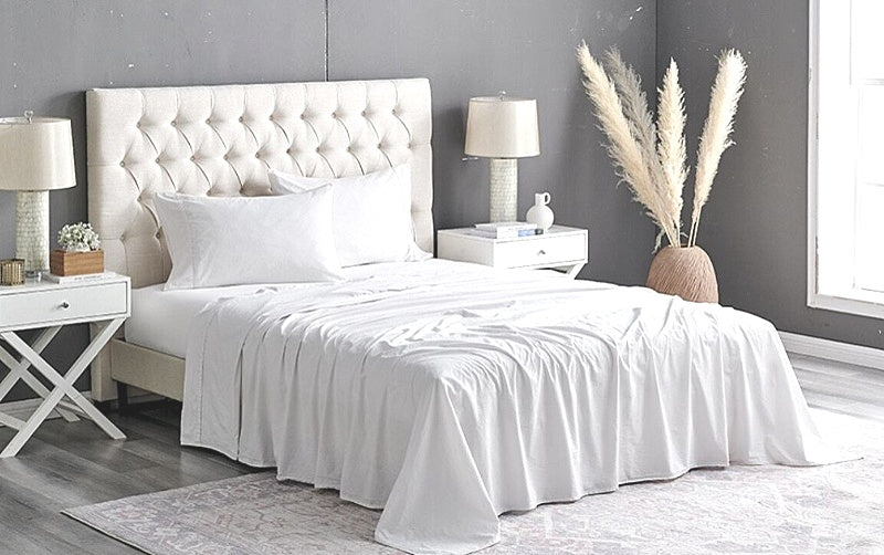 Brosa Sydney Stonewash 100% Cotton Bed Sheet Set White Nibus Cloud QUEEN Bed NEW