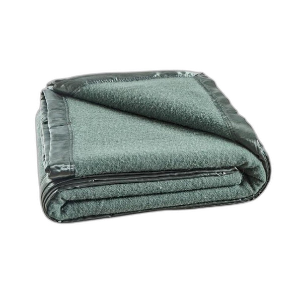Brosa 400GSM 100% Australian Wool Blanket Olive Green Satin Trim QUEEN Bed NEW