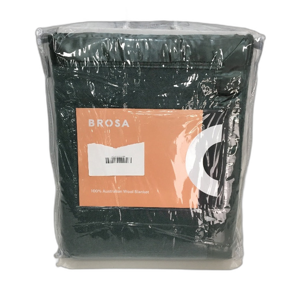 Brosa 400GSM 100% Australian Wool Blanket Olive Green Satin Trim QUEEN Bed NEW