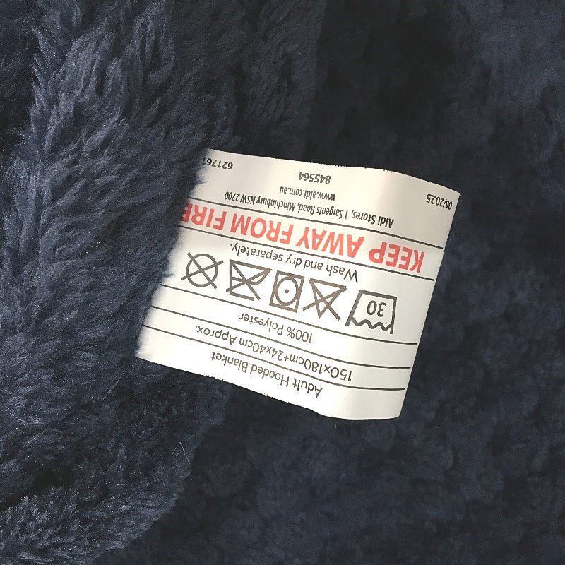 Kirkton House Super Soft Textured Navy Blue Adult Hooded Wrap Blanket NEW