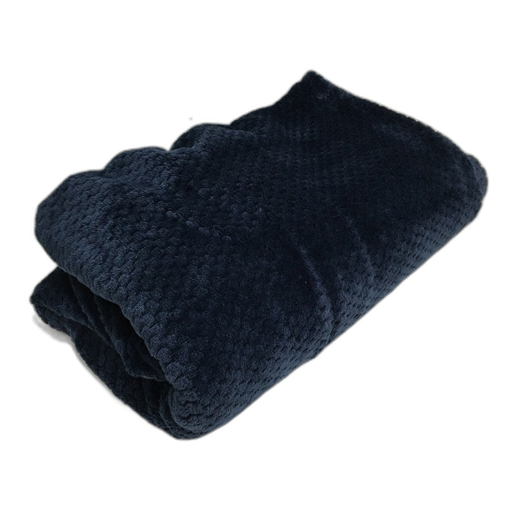 Kirkton House Super Soft Textured Navy Blue Adult Hooded Wrap Blanket NEW