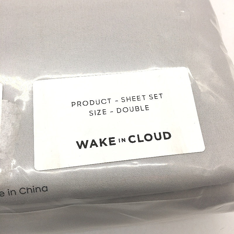 Wake in Cloud Lightweight Silver Grey Fitted Sheet Set DOUBLE Bed NEW