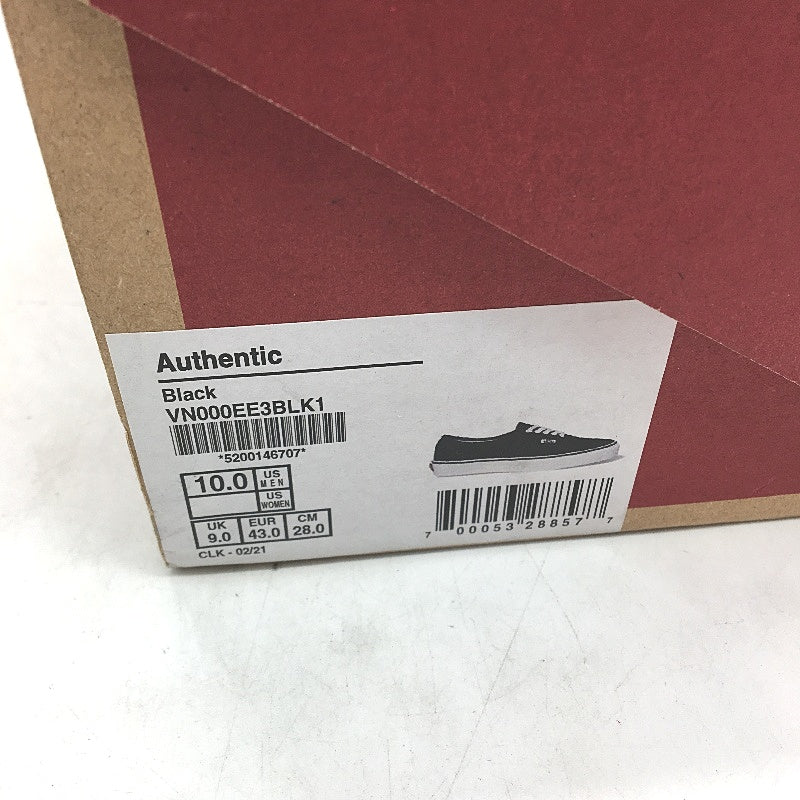 Vans Authentic Black Heritage Low Top Skate Sneakers Mens Size US 10 NEW