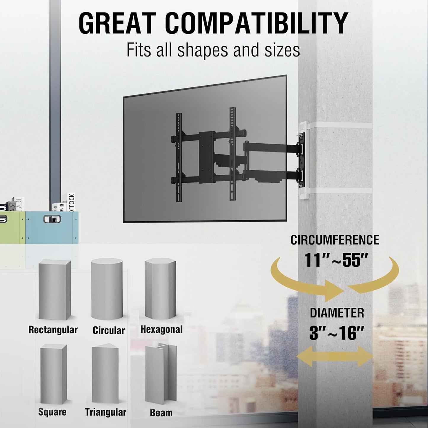 CondoMounts CLMTVA1144 Full Motion Small Pillar TV Mount 32 To 70 Inch TV NEW