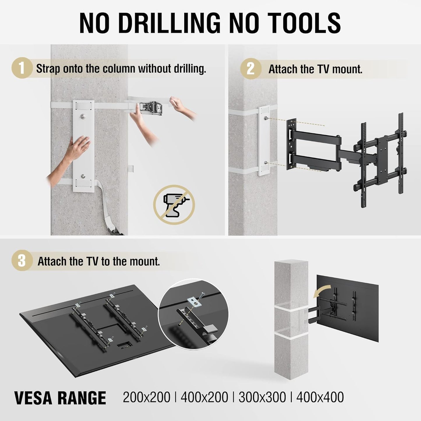 CondoMounts CLMTVA1144 Full Motion Small Pillar TV Mount 32 To 70 Inch TV NEW