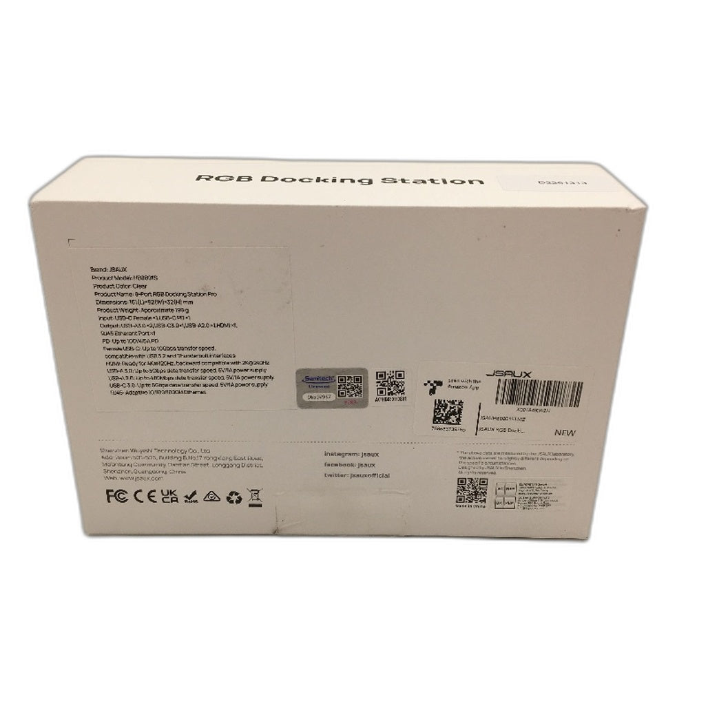 JSAUX RGB 8 Port Docking Station Pro 100W Fast Charge 5Gbps Transmission NEW
