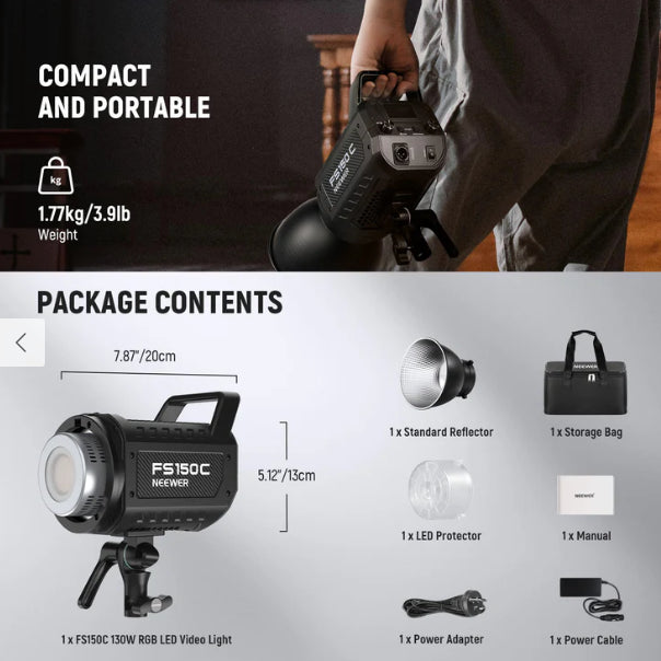 NEEWER FS150C 130W RGB LED Video Light 17 Effects 2500 to 7500k NEW