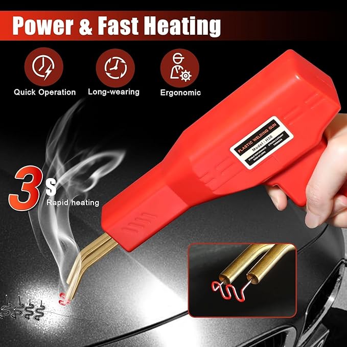 Plastic Welding Gun Kit With Staples Red Fast Heating 50W AC110V 220V NEW