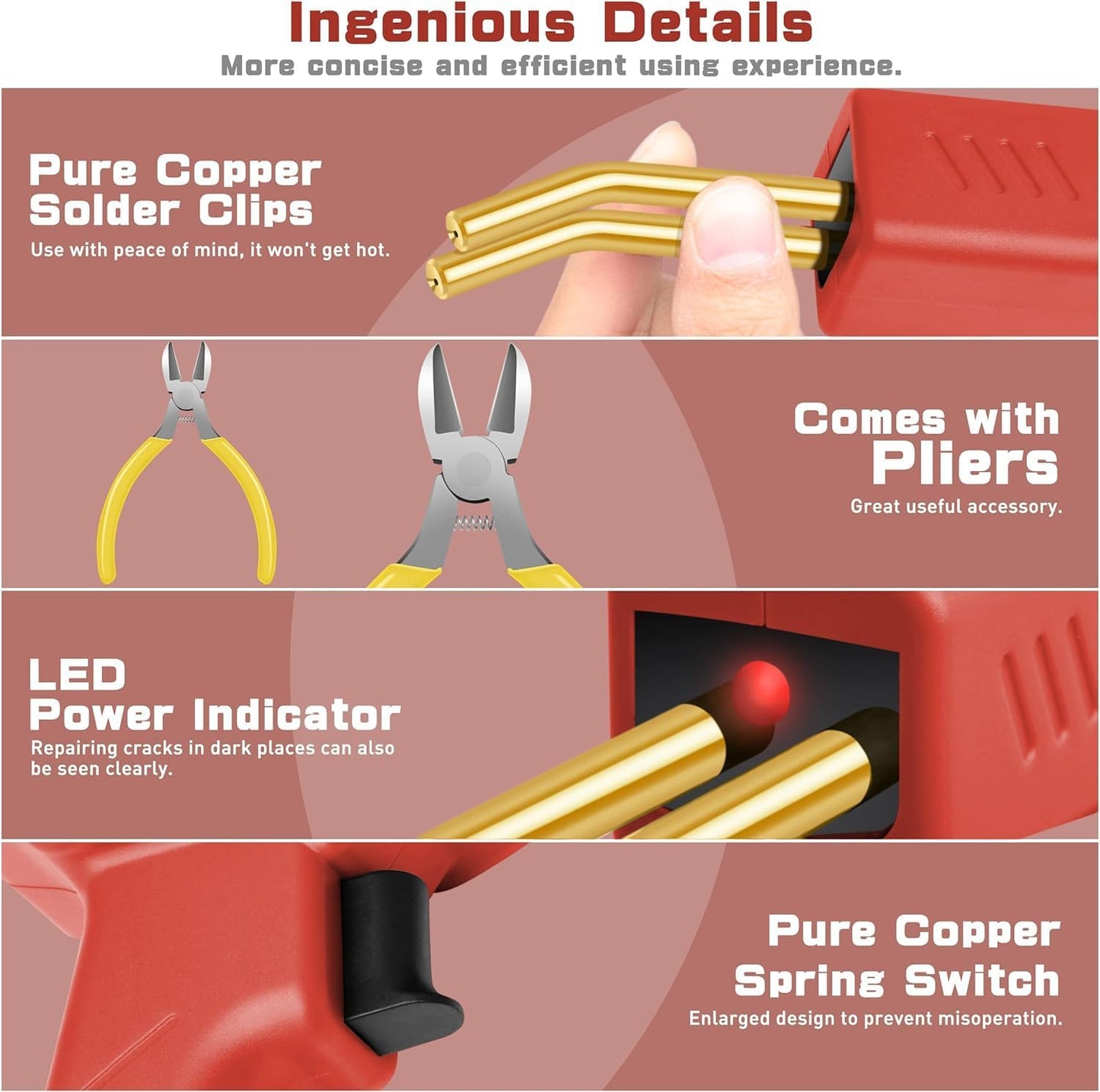 Plastic Welding Gun Kit With Staples Red Fast Heating 50W AC110V 220V NEW