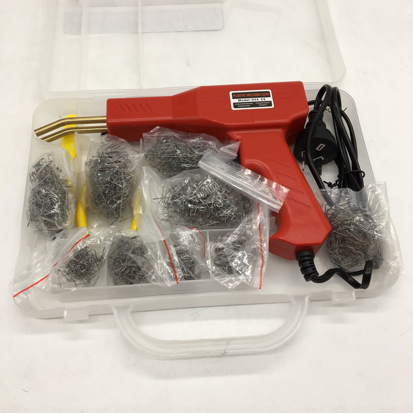 Plastic Welding Gun Kit With Staples Red Fast Heating 50W AC110V 220V NEW