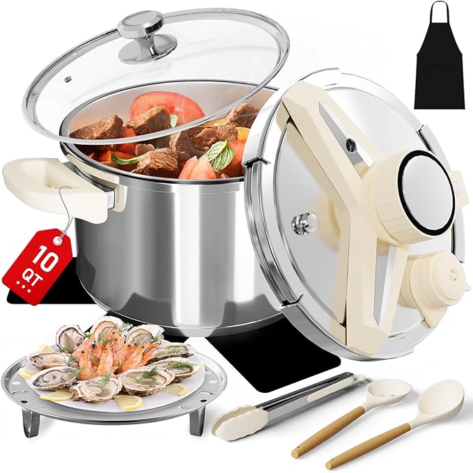 3 In 1 9L Stainless Steel Pressure Cooker Set Induction And Gas Compatible NEW