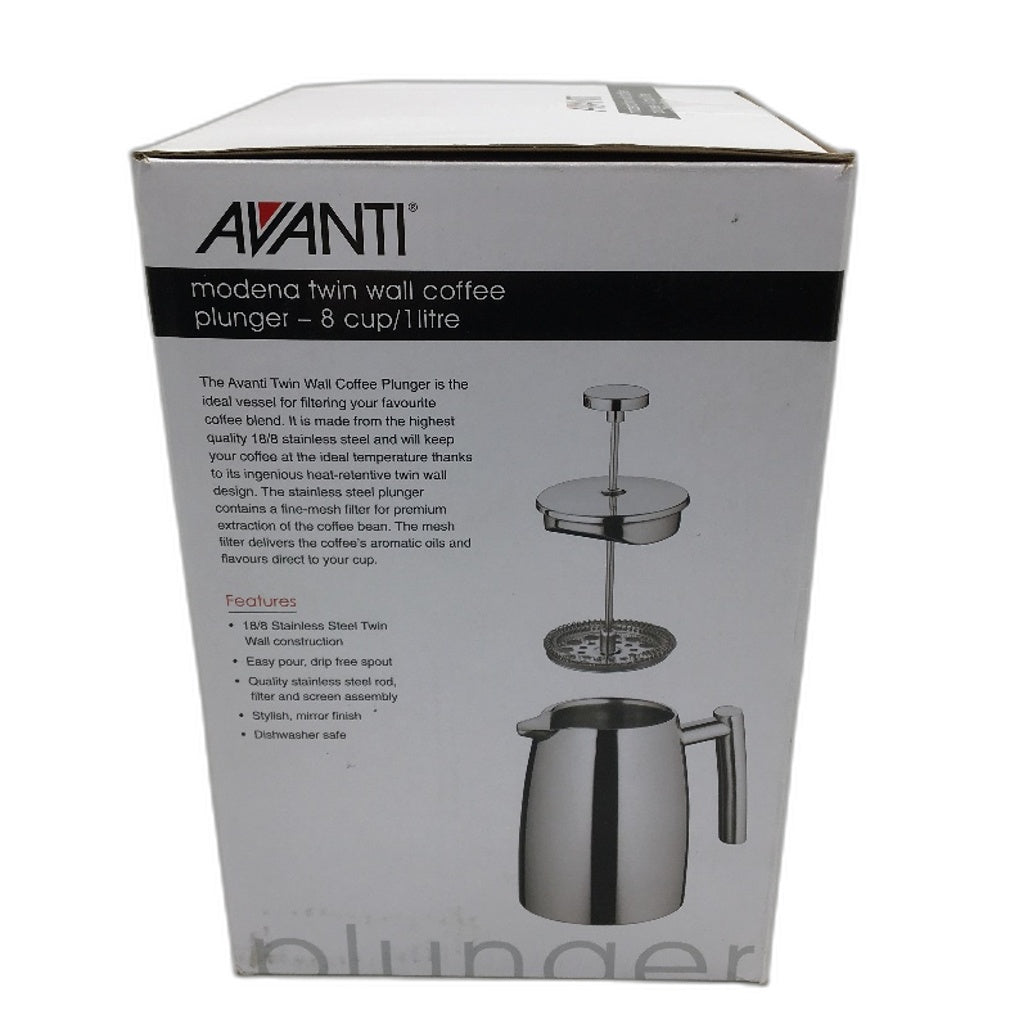Avanti Modena 8 Cup 1 Litre Insulated Twin Wall Coffee Plunger NEW