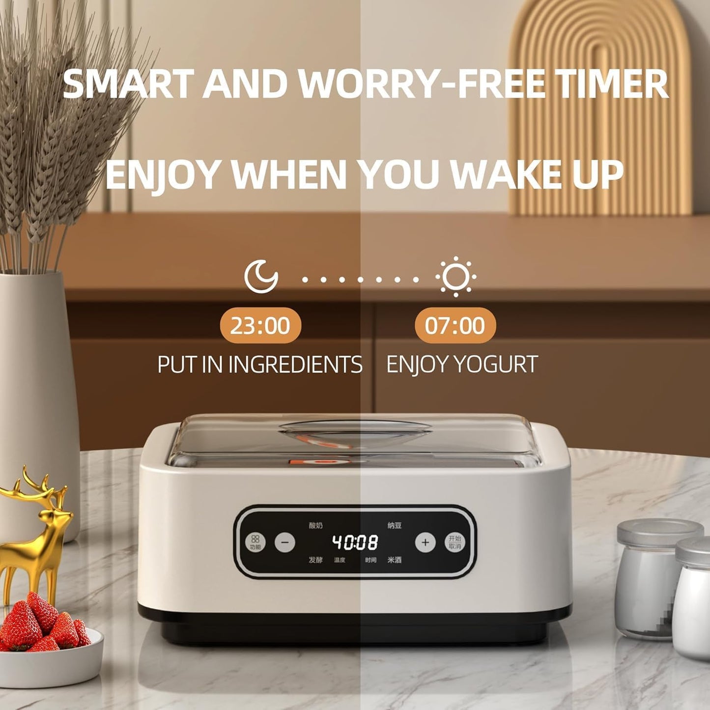 Automatic Yogurt Maker Machine 1.6L Temperature Control With 9 100ML Glasses NEW