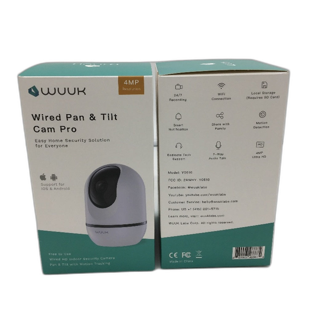 Wuuk 2 Pack Wired Pan & Tilt Camera Pro Home Security 24/7 Recording NEW