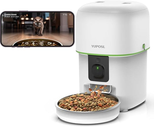 Yuposl Automatic Cat Feeder With Camera 2L 68oz 2,4GHz & 5GHz NEW