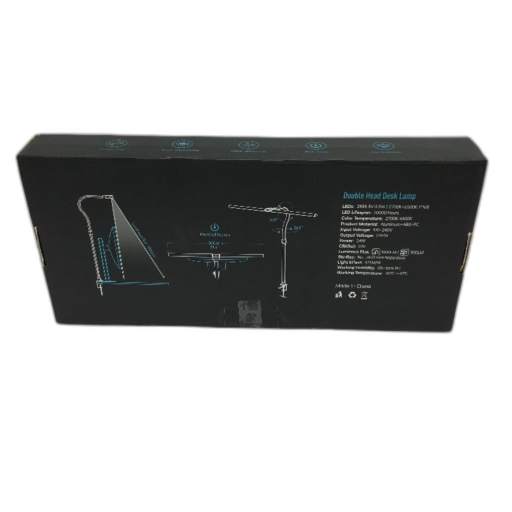 Double Head LED Desk Lamp 24W Reading Lights 5 Color Modes NEW