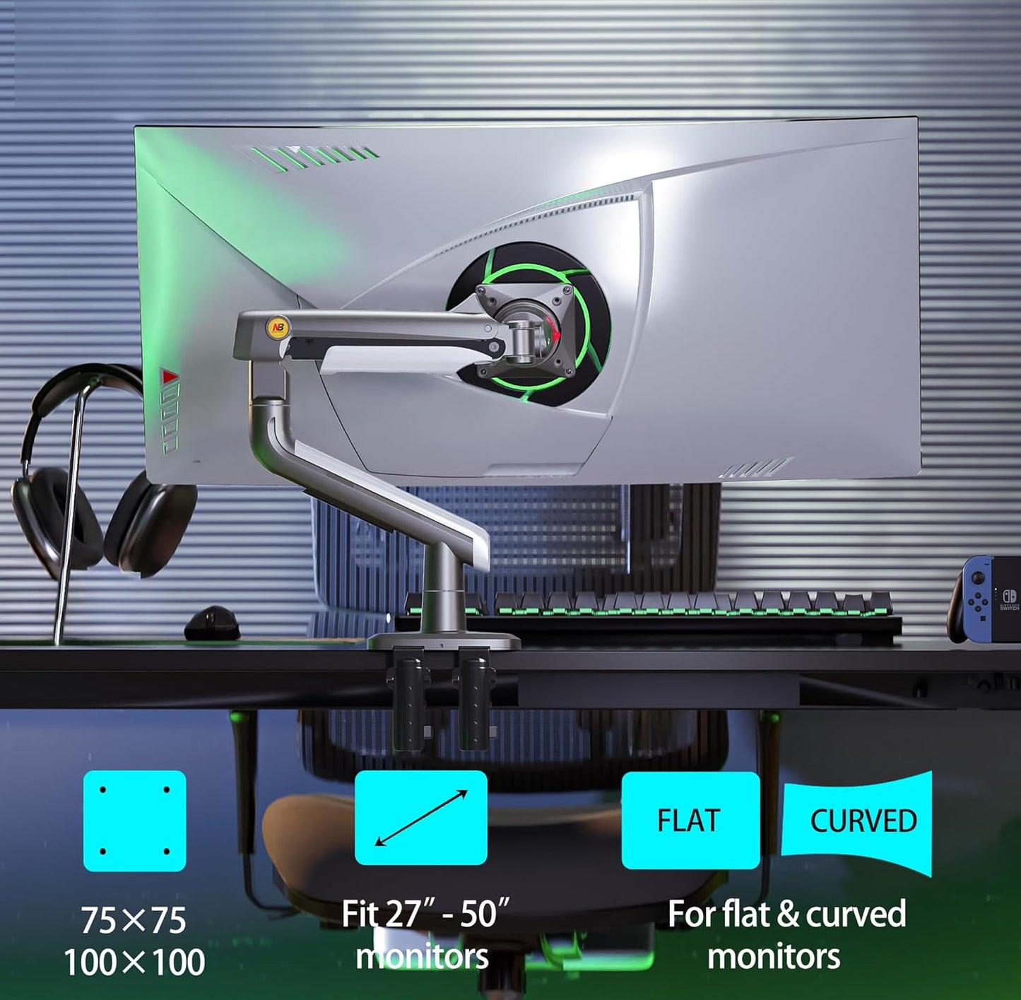 NB Ergonomic Gaming Monitor Arm Fits 27-50 Inch Monitor Model A5 NEW