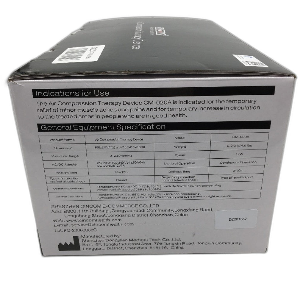 Cincom CM-020A 3 Mode Air Compression Therapy Calf to Foot Leg Massager NEW