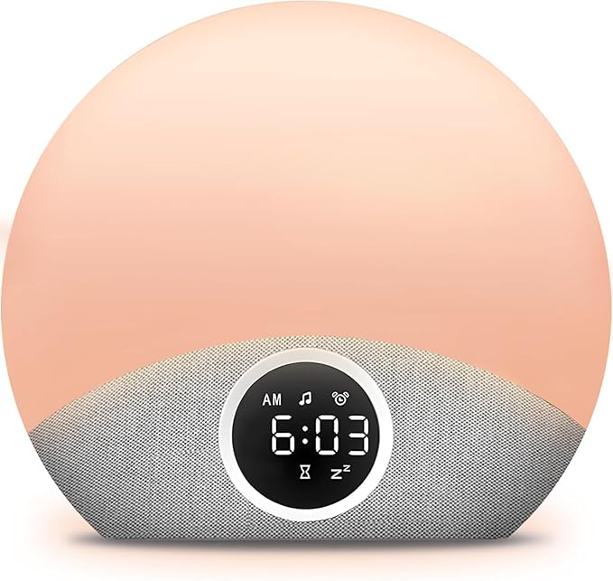 Dreamegg D23 2 in 1 Sunrise Sound Machine Alarm Clock in White Grey NEW
