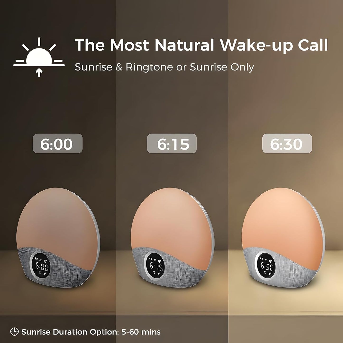 Dreamegg D23 2 in 1 Sunrise Sound Machine Alarm Clock in White Grey NEW