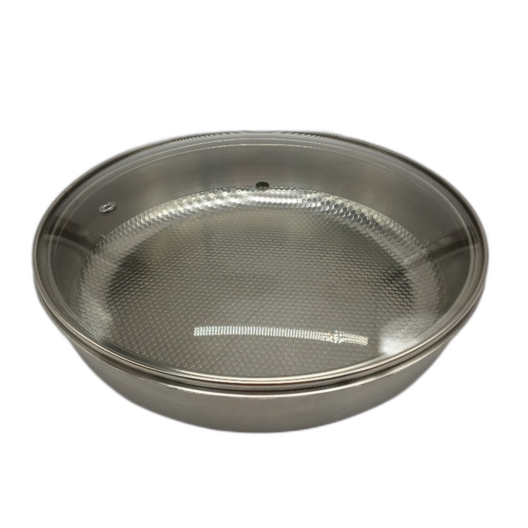27.5cm Stainless Steel Honeycomb Frying Pan with Glass Lid NEW