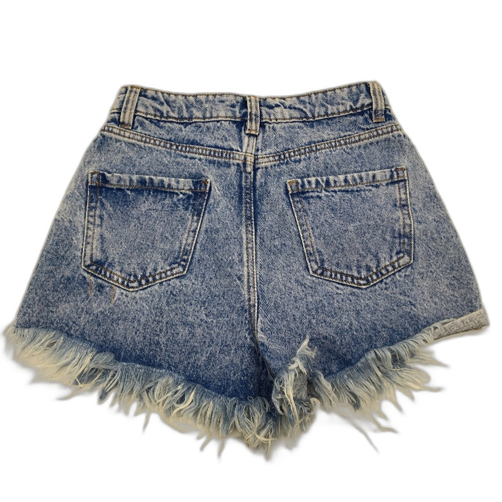 Jay Jays Riley High Rise Cheeky Ripped Mid Indigo Shorts Ladies Size AU 6 NEW