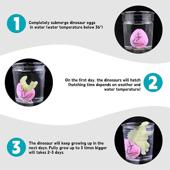 Dinosaur Eggs Growing Pet Water Hatching Science Toys 24PCS Party Bag Filler NEW