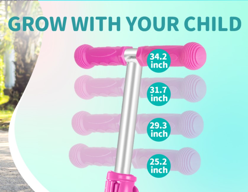 Beleev 3 Wheel Kids Scooter 4 Levels Adjustable Height Lean Steer Age 3-14 NEW